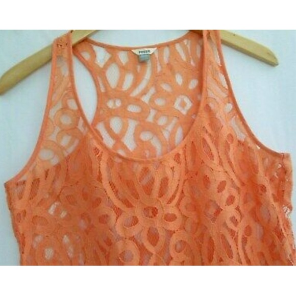Coral Fossil Floral Lace Mesh Tank Top - Picture 2 of 4